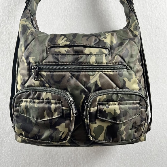 Lug Zipliner 2 Convertible Hobo Bag Backpack Camo Green Thermal Pocket - Picture 2 of 14
